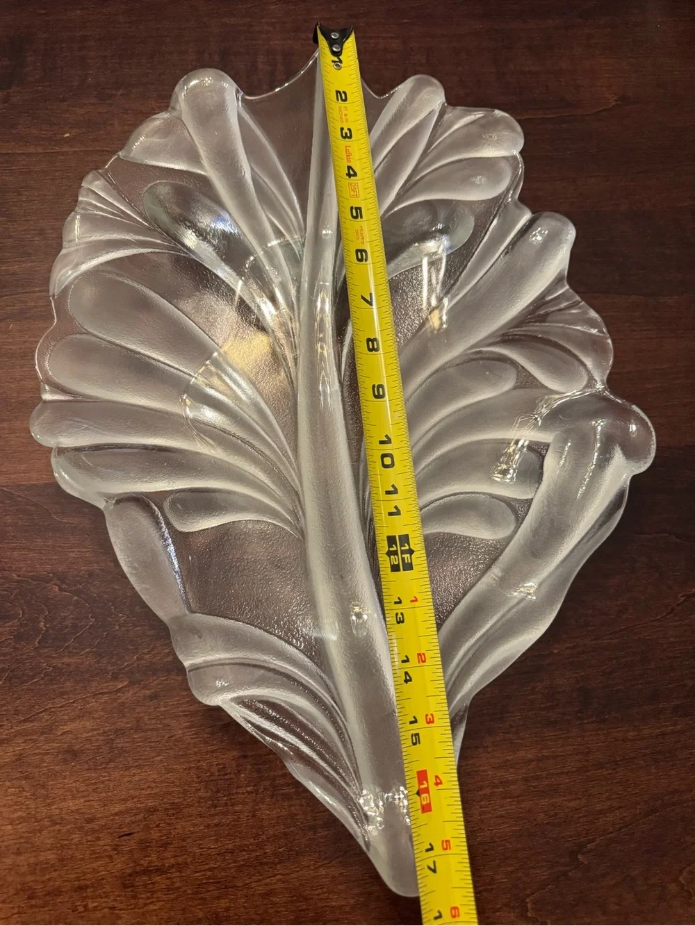 Mikasa Walther Vintage Crystal Leaf Platter Serving Tray Germany Glass 17.5x12”